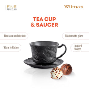 Wilmax Teetasse mit Untertasse SlateStone Schwarz 180 ml Porzellan