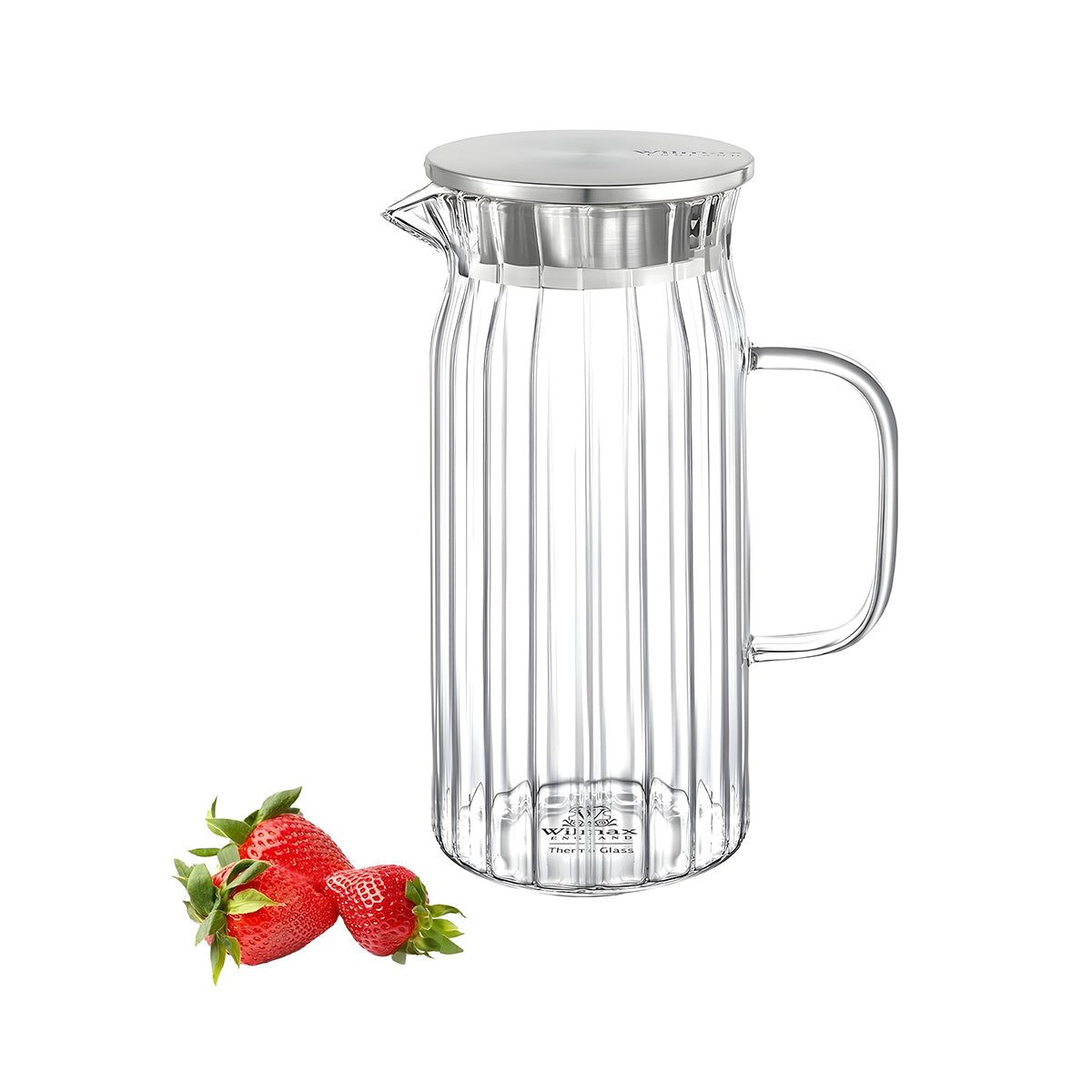 Wilmax Borosilikat Glas Krug mit Edelstahl-Deckel