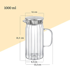 Wilmax Karaffe 1500 ml Thermoglas mit Edelstahl Deckel Transparent WL-888220/A