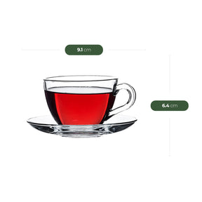 Pasabahce Kaffee & Dessert Set - 12 Glastassen 238 ml + 2 Servierschalen mit Deckel 230 ml
