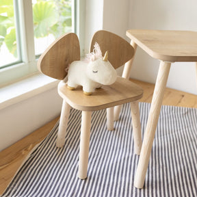 COZYCOLLECTIONS Kindertisch-Set mit Tiermotiv-Stühlen aus Naturholz