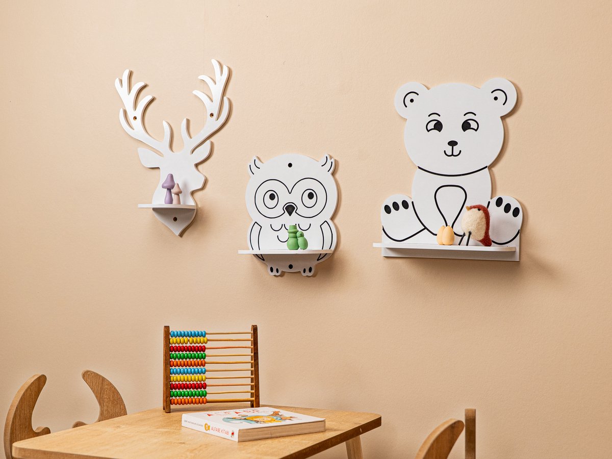 Cozy Collections Tier-Wandregal-Set 3-teilig
