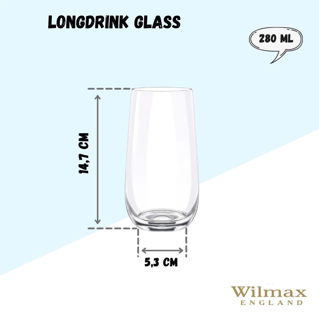 Wilmax Longdrinkglas 500 ml Kristallglas Transparent 2er Set WL-888052/2C