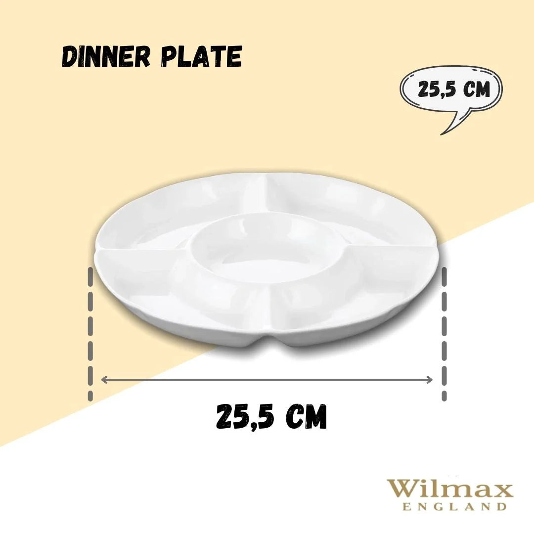 Wilmax Servierplatte 25.5 cm aus Porzellan, Weiß WL-992019/A