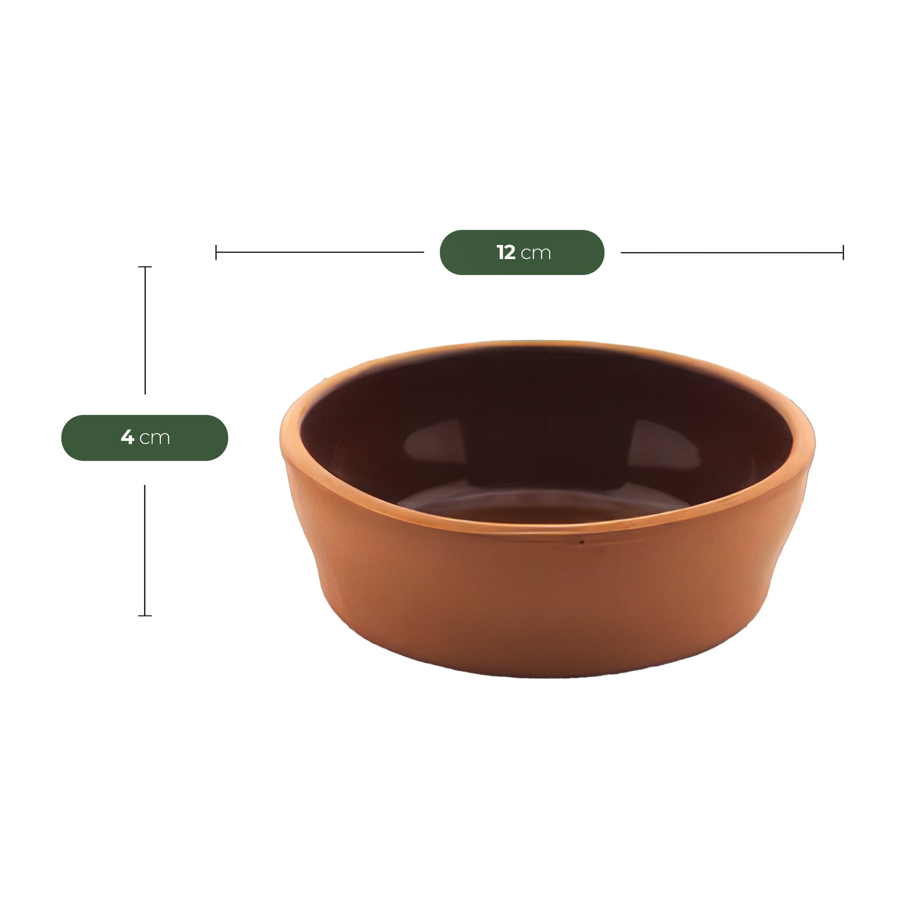 Viapot ANADOLU 6er Set - 250 ml - Innen Braun Glasiert - Terrakotta-Schalen - 12×4 cm
