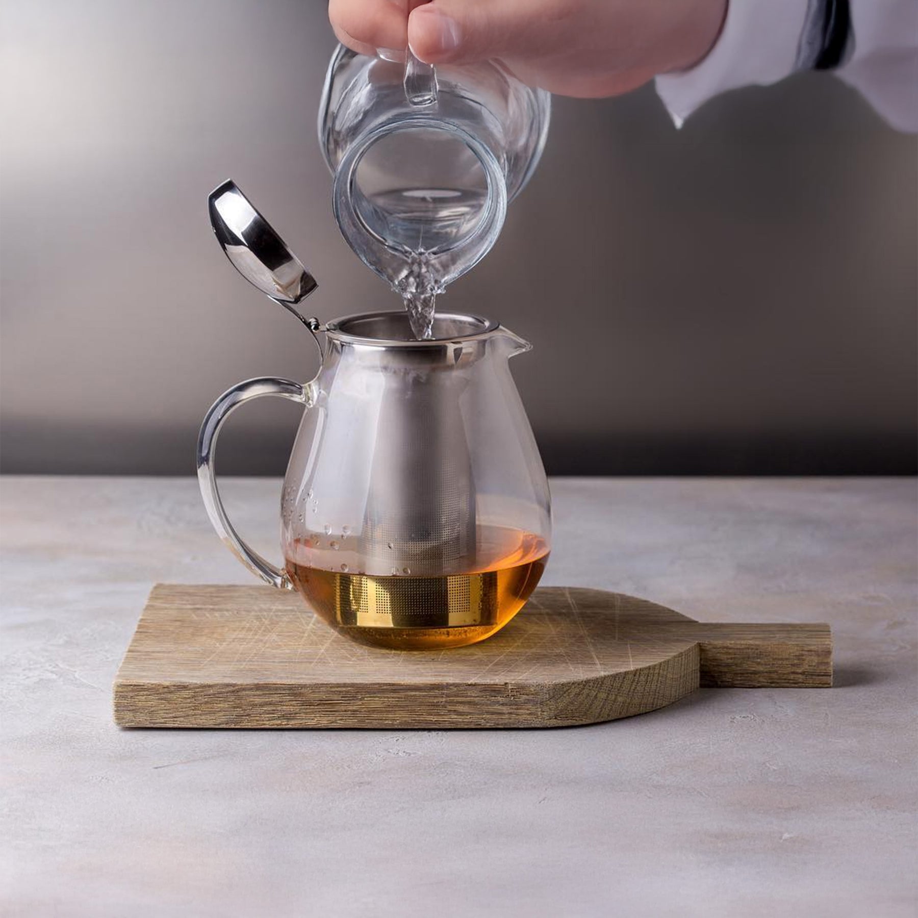 Wilmax Teekanne aus hitzebeständigem Glas 1300 ml mit Edelstahlfilter