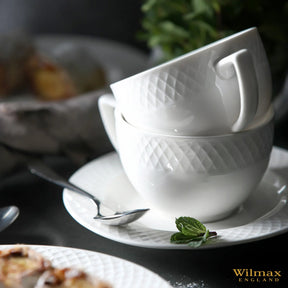 Wilmax Tasse mit Untertasse 170 ml Weiß Porzellan