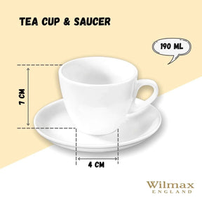 Wilmax Teetasse mit Untertasse 190 ml Weiß Porzellan WL-993175/AB