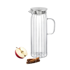Wilmax Karaffe 1500 ml Thermoglas mit Edelstahl Deckel Transparent WL-888220/A