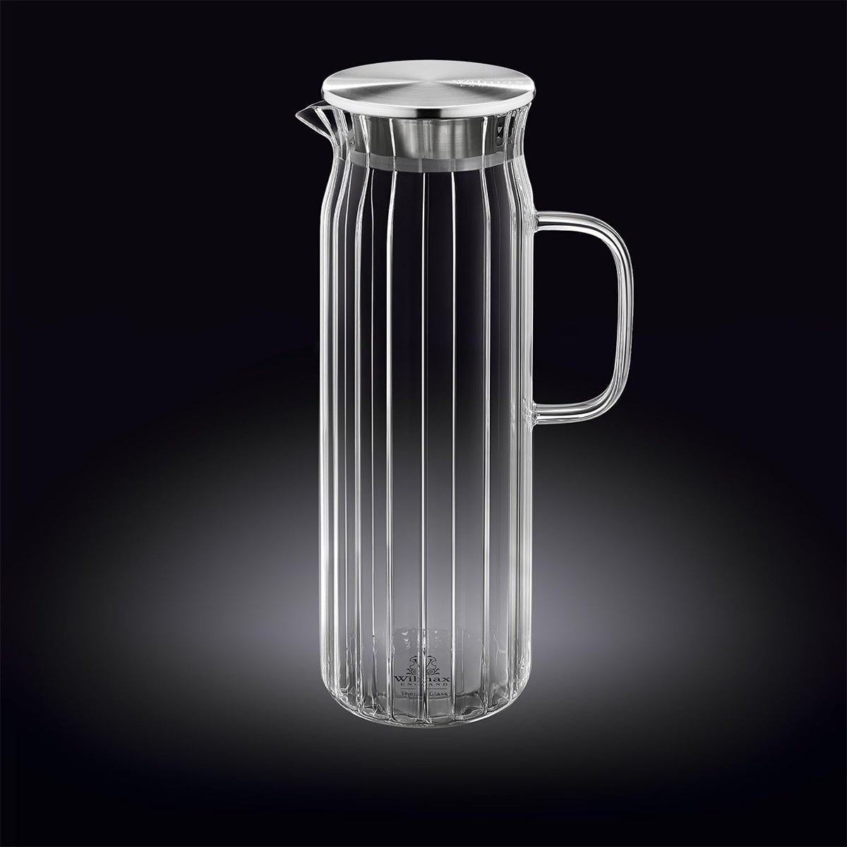 Wilmax Karaffe 1500 ml Thermoglas mit Edelstahl Deckel Transparent WL-888220/A