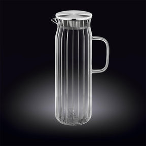Wilmax Karaffe 1500 ml Thermoglas mit Edelstahl Deckel Transparent WL-888220/A
