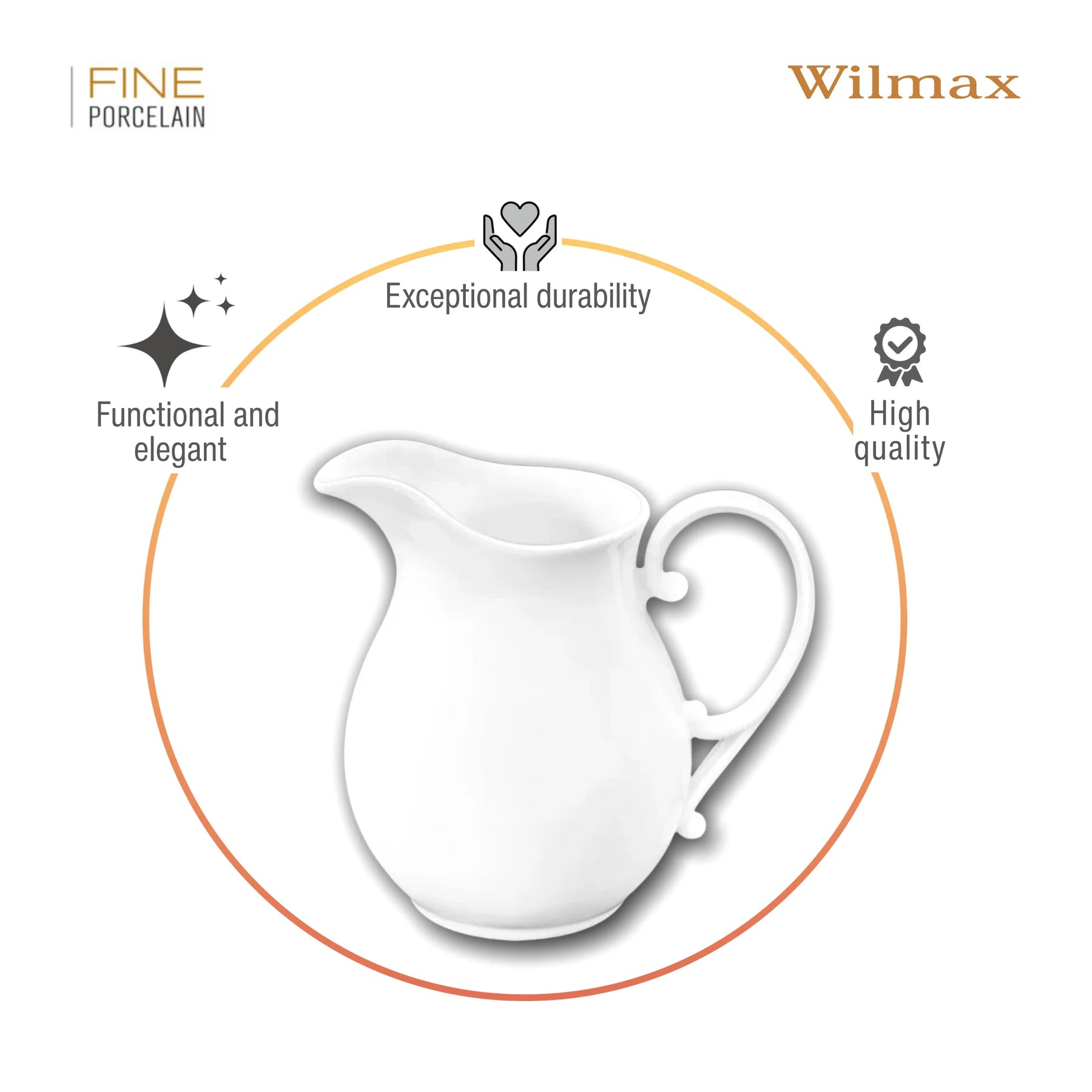 Wilmax Sahnekännchen 290 ml Weiß Porzellan WL-995041/A
