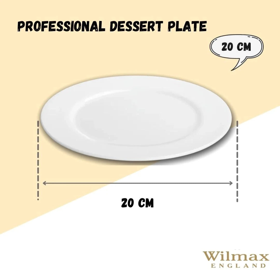 Wilmax Dessertteller 20 cm aus Porzellan, Weiß WL-991178/A