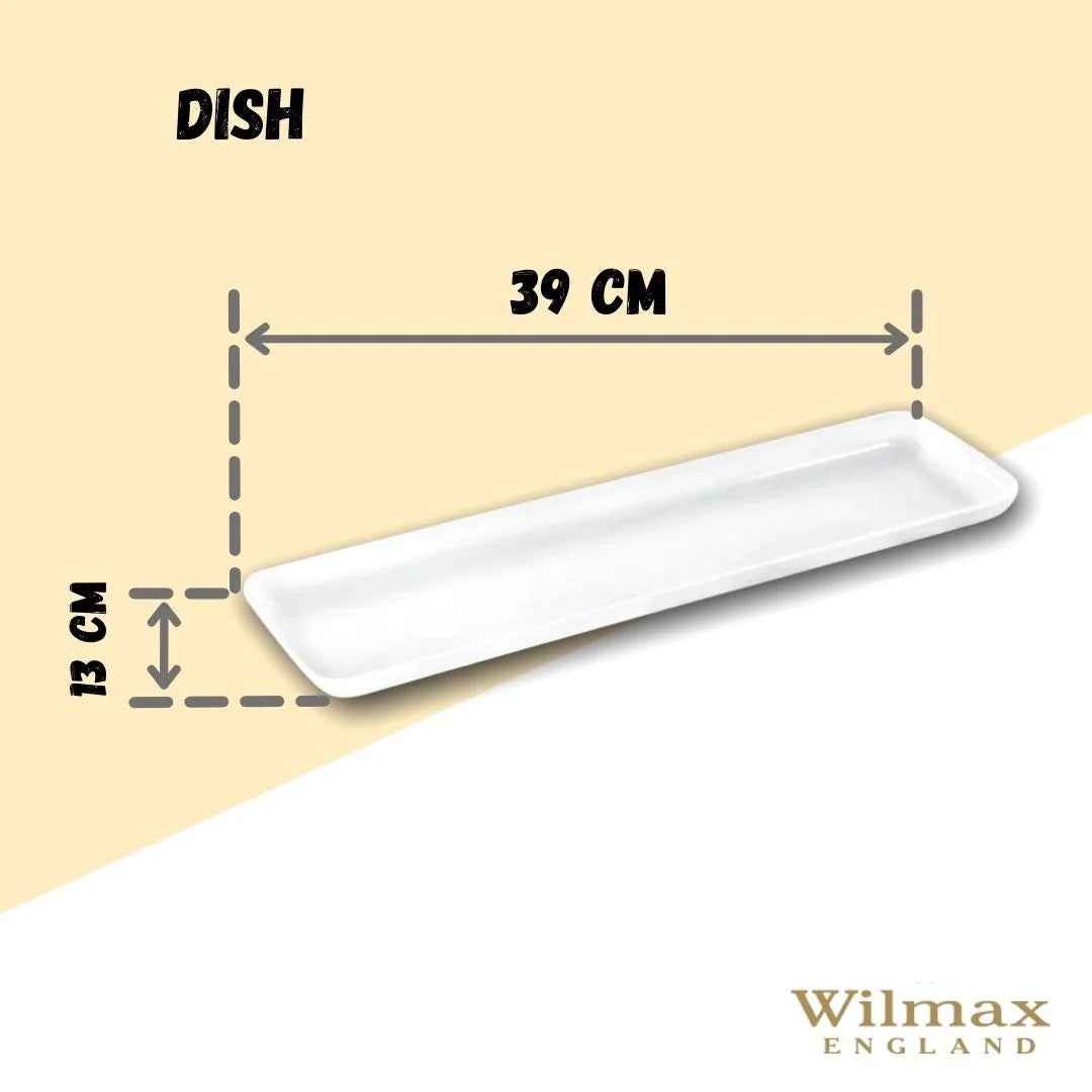 Wilmax Servierplatte 39 x 13 cm aus Porzellan, Weiß WL-992673/A
