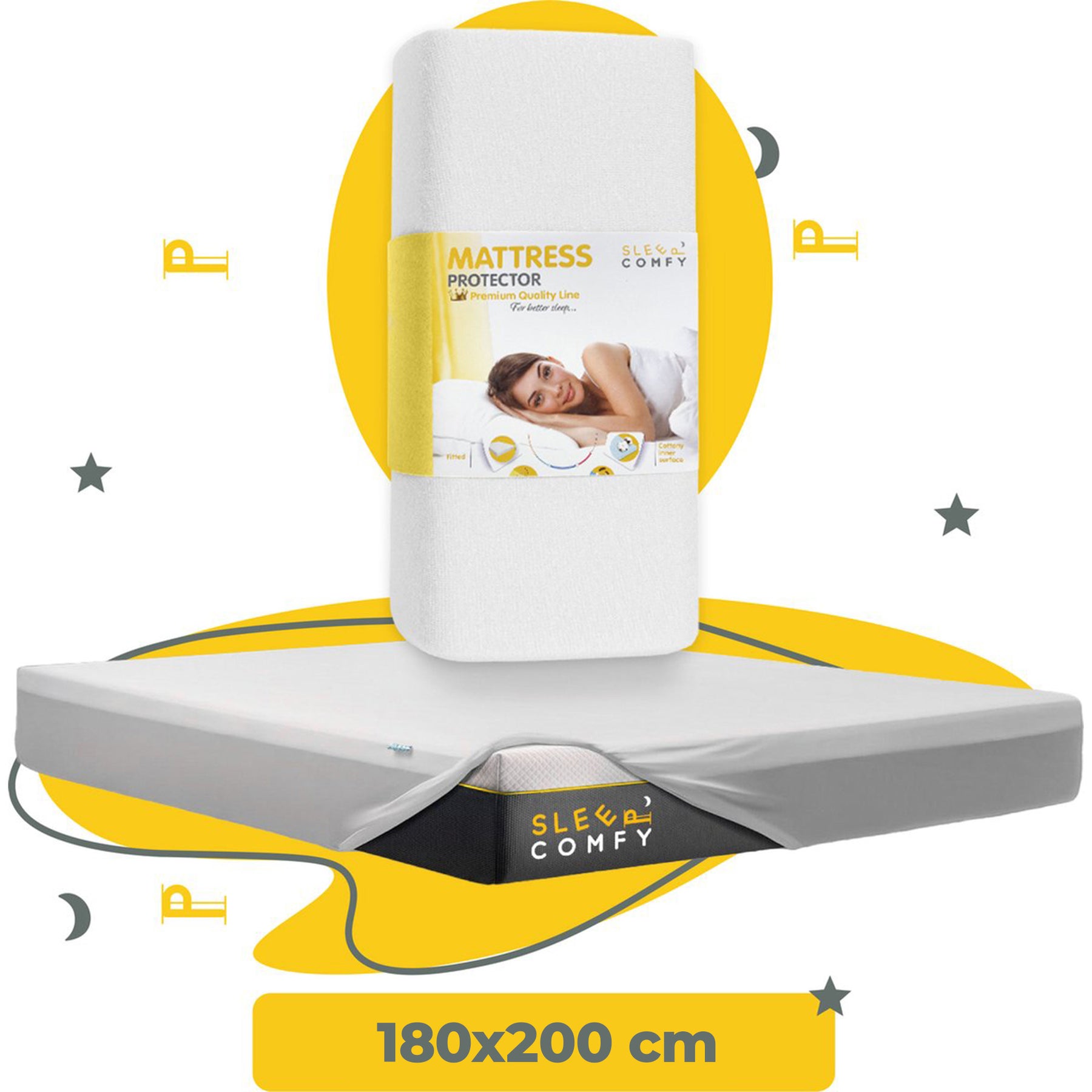Sleep Comfy Matratzenschoner - Wasserdicht, Antibakteriell, Rundumgummi