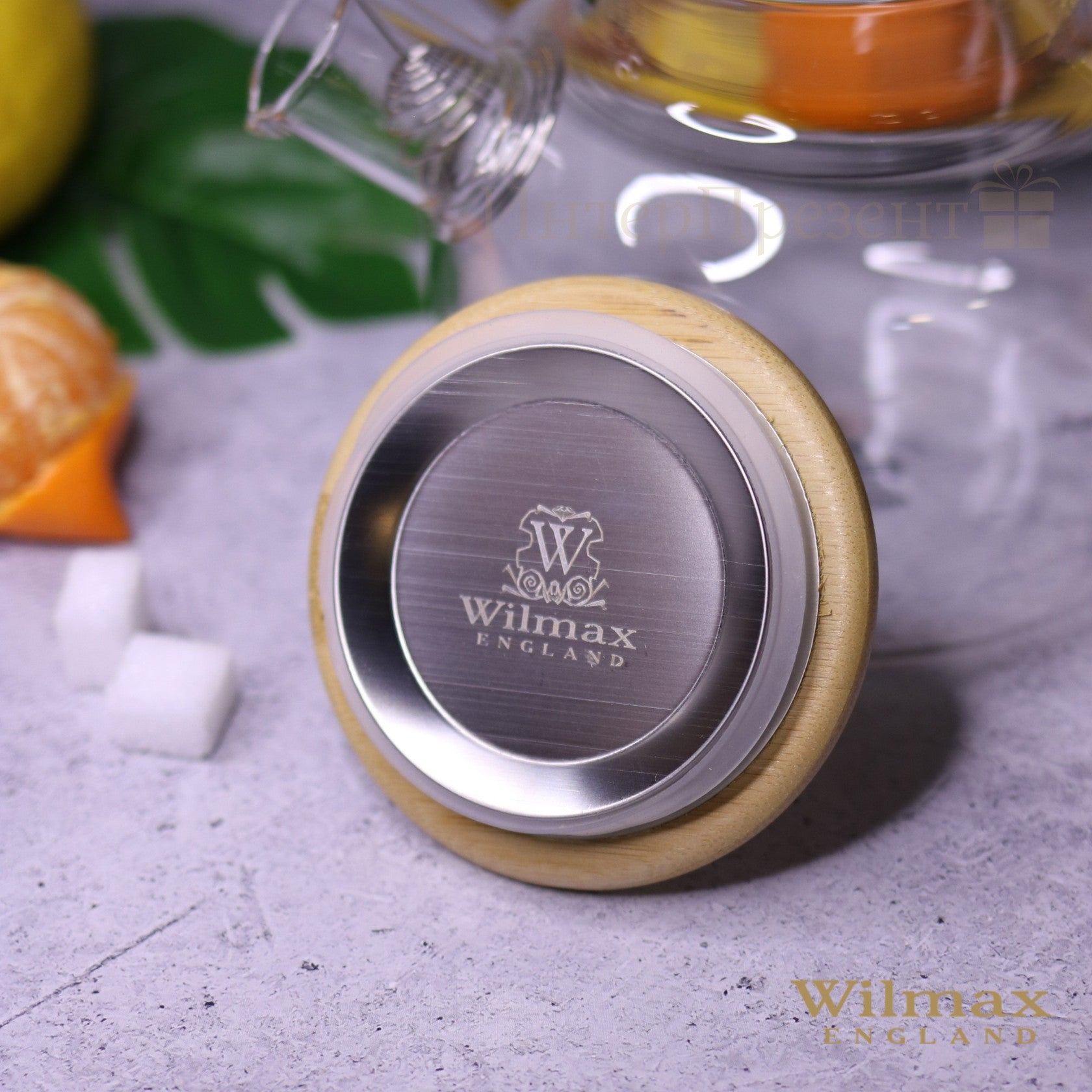 Wilmax Teekanne 1200 ml Glas mit Bambusdeckel WL-888826/A
