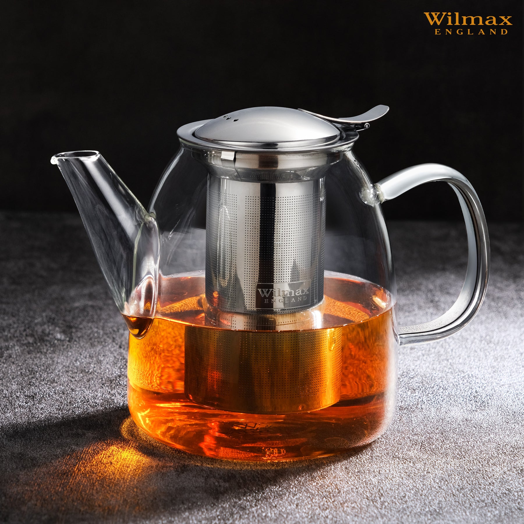 Wilmax Thermoglas Teekanne mit Edelstahl-Teesieb