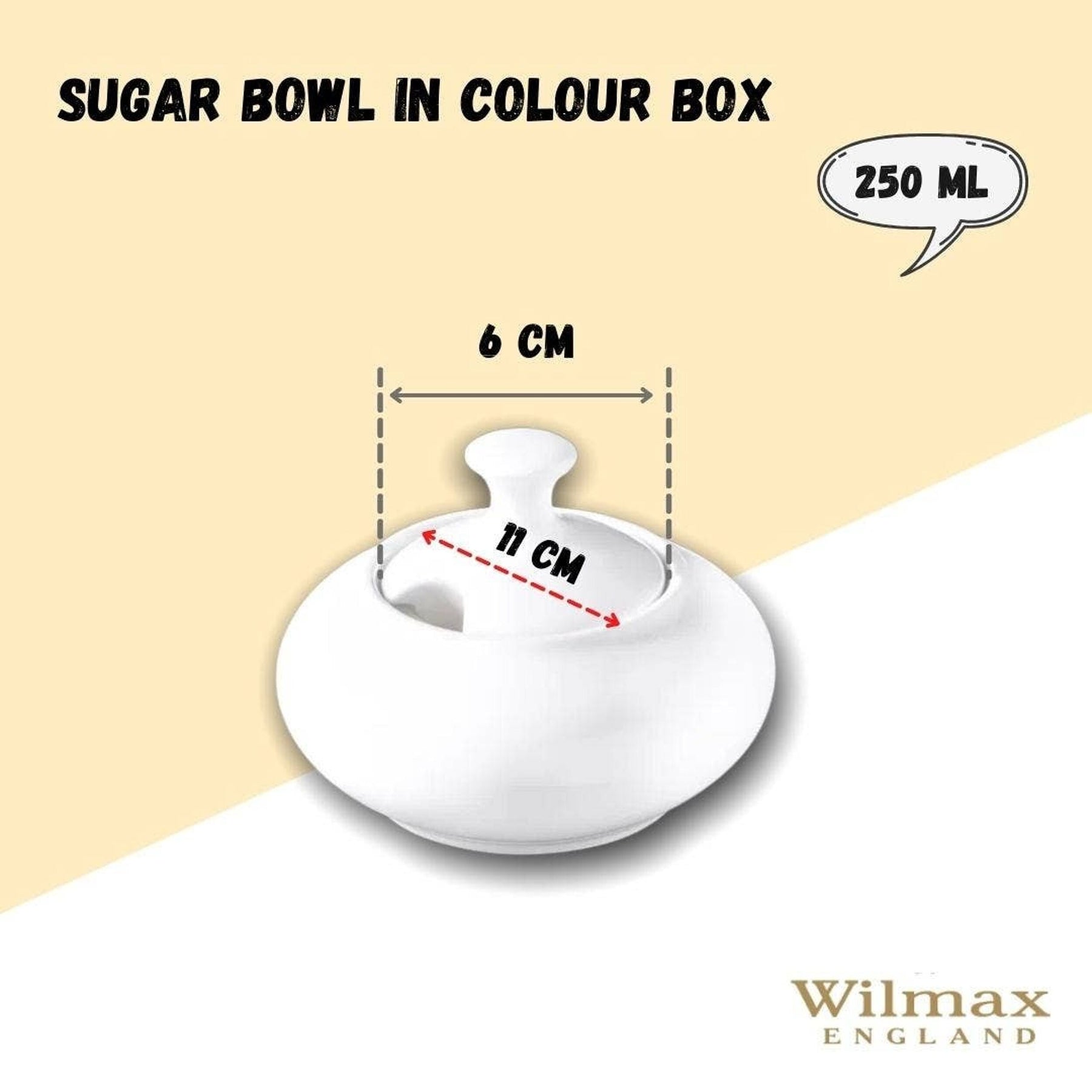 Wilmax Zuckerdose mit Deckel 250 ml Weiß Porzellan