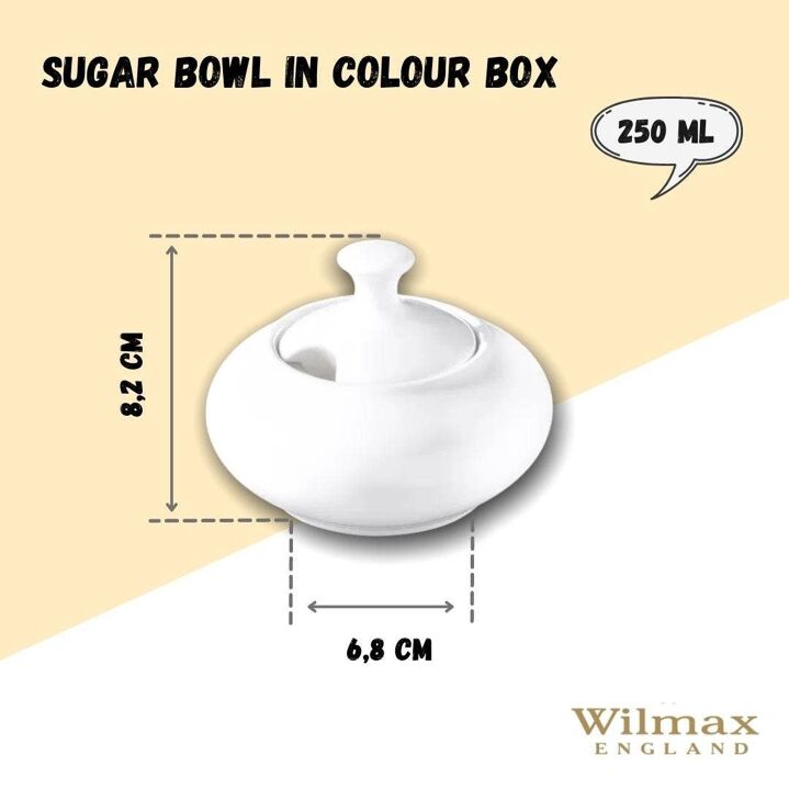 Wilmax Zuckerdose mit Deckel 250 ml Weiß Porzellan