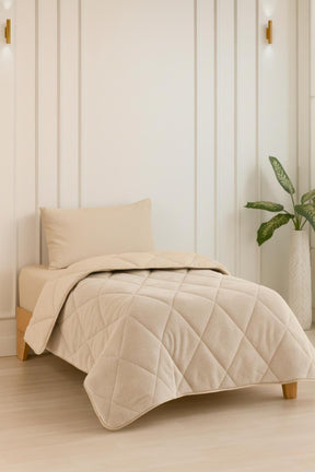 Wellsoft Bettdecke Beige 135x200 cm - Wendbare Ganzjahresdecke, Doppelseitiges Steppbett mit 300 g/m² Füllung, Weich & Pflegeleicht