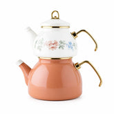 English Home Brisa Emaille-Teekanne (Çaydanlık) 0,5+1,1 l Braun