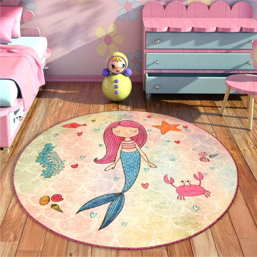 Bosdela Kinder- und Babyteppich - runder Kinderzimmerteppich, Ø 140 cm, verschiedene Designs