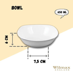 Wilmax Schale 650 ml 16.5 x 16.5 cm aus Porzellan, Weiß WL-992001/A
