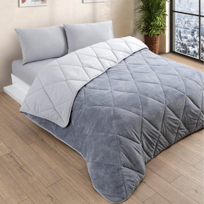 Wellsoft Bettdecke Grau 135x200 cm - Wendbare Ganzjahresdecke, Doppelseitiges Steppbett mit 300 g/m² Füllung, Weich & Pflegeleicht