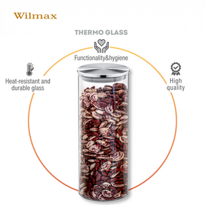 Wilmax Vorratsglas 1600 ml mit Edelstahldeckel 2er Set WL-888518/A2