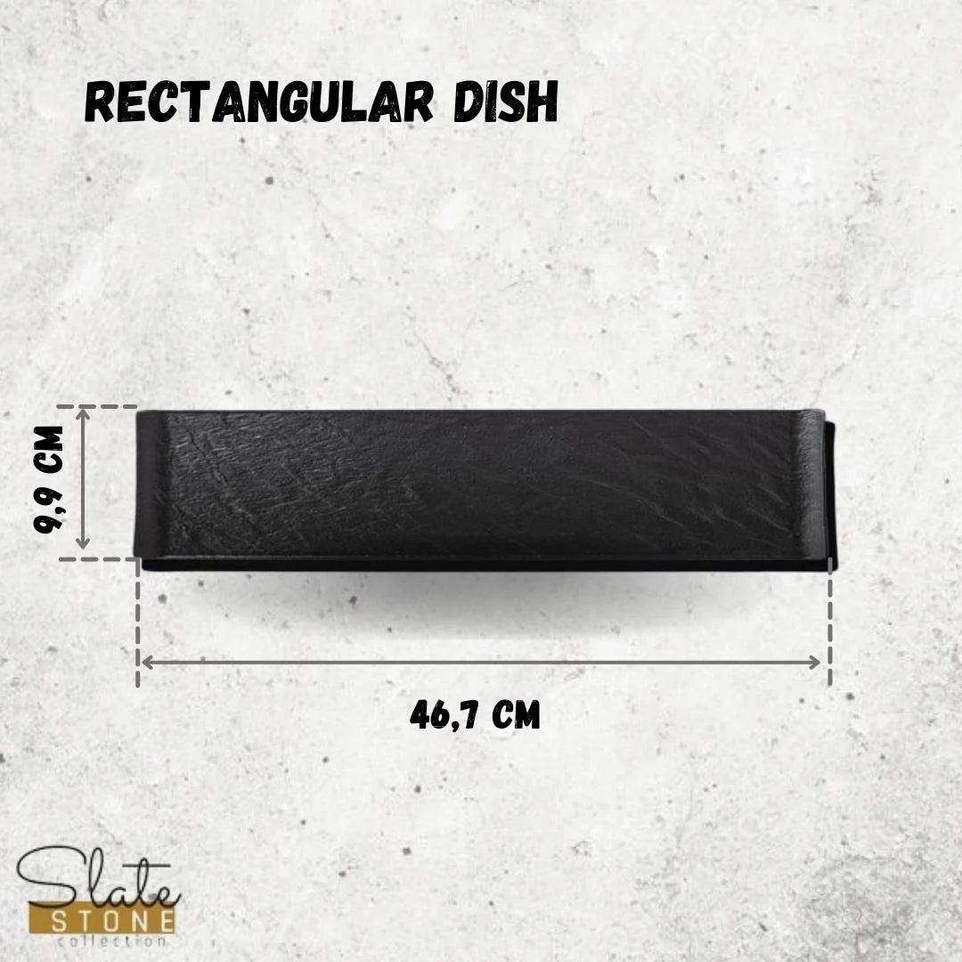Wilmax Rechteckschale SlateStone Schwarz 46.5 x 9.5 cm Porzellan WL-661103/A