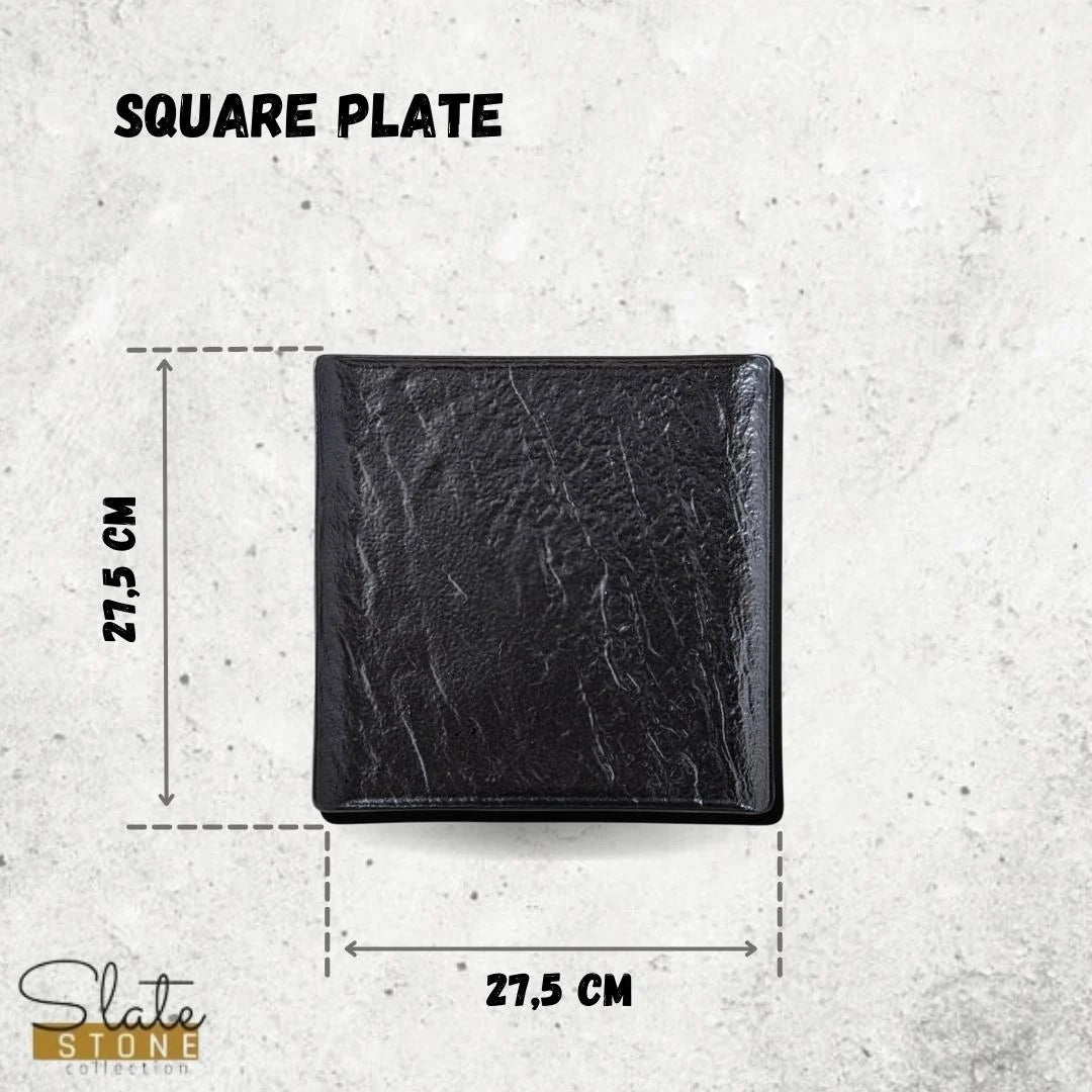 Wilmax Quadratische Platte SlateStone Schwarz 27 x 27 cm Porzellan WL-661107/A