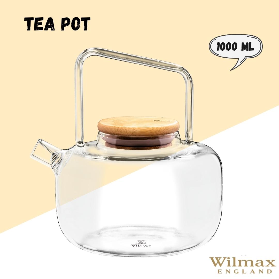 Wilmax Teekanne 1000 ml mit Federfilter Bambusdeckel WL-888821/A