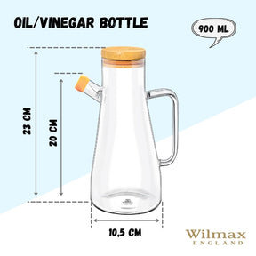 Wilmax Ölflasche 900 ml Glas mit Ausgießer und Filter WL-888958/A