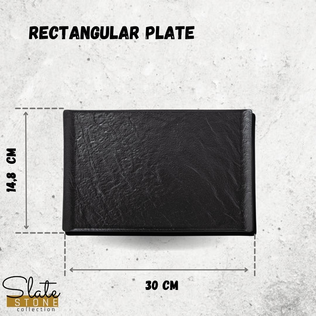 Wilmax Rechteckiger Teller SlateStone Schwarz 29.5 x 14.5 cm Porzellan