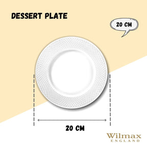 Wilmax Dessertteller 20 cm Weiß Porzellan 6er Set WL-880100/6C