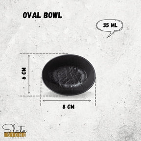 Wilmax Ovale Schale 8 x 6 x 3 cm 6er Set SlateStone Schwarz WL-661117/A6