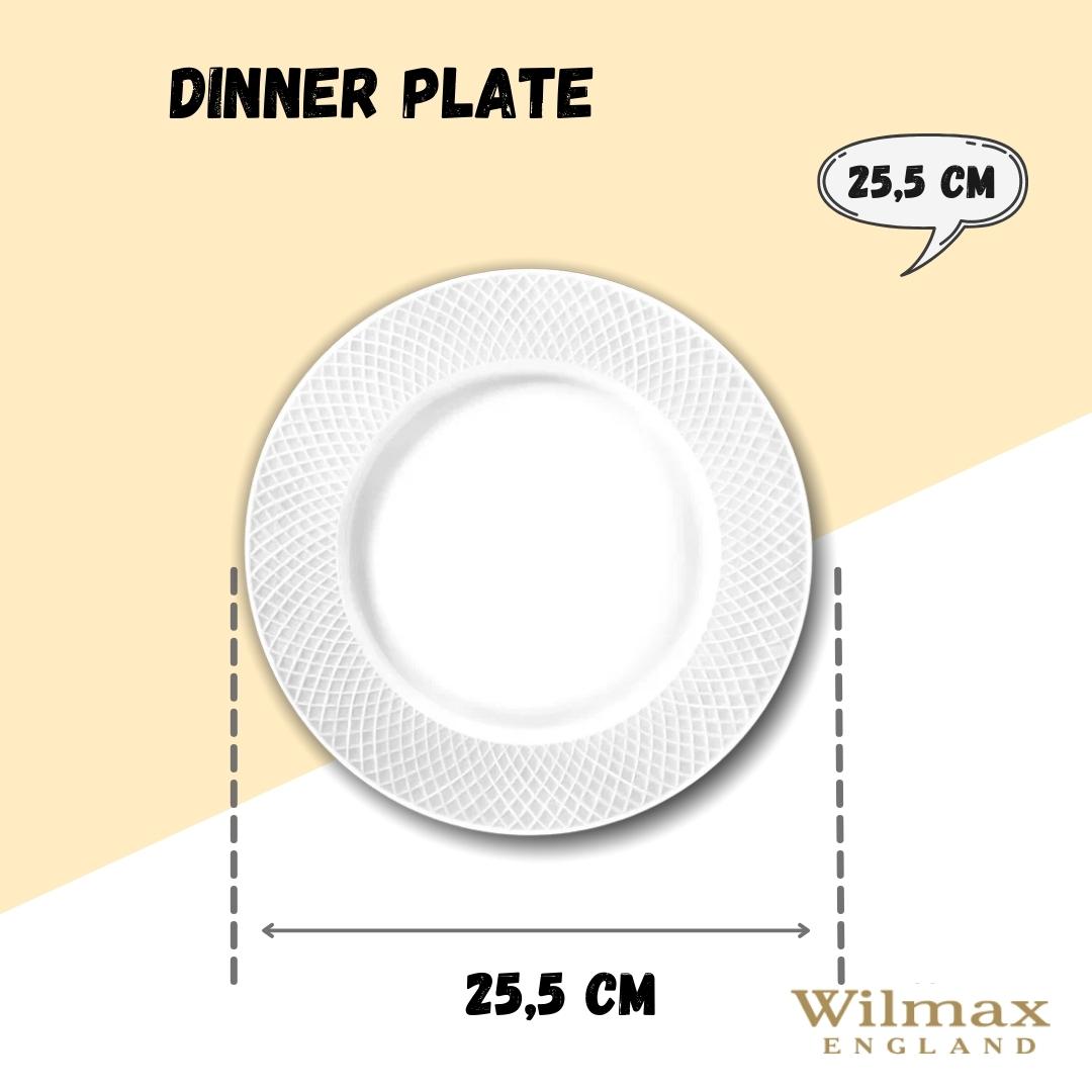 Wilmax Speiseteller 25,5 cm Weiß Porzellan 6er Set WL-880101/6C