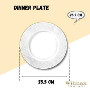 Wilmax Speiseteller 25,5 cm Weiß Porzellan 6er Set WL-880101/6C
