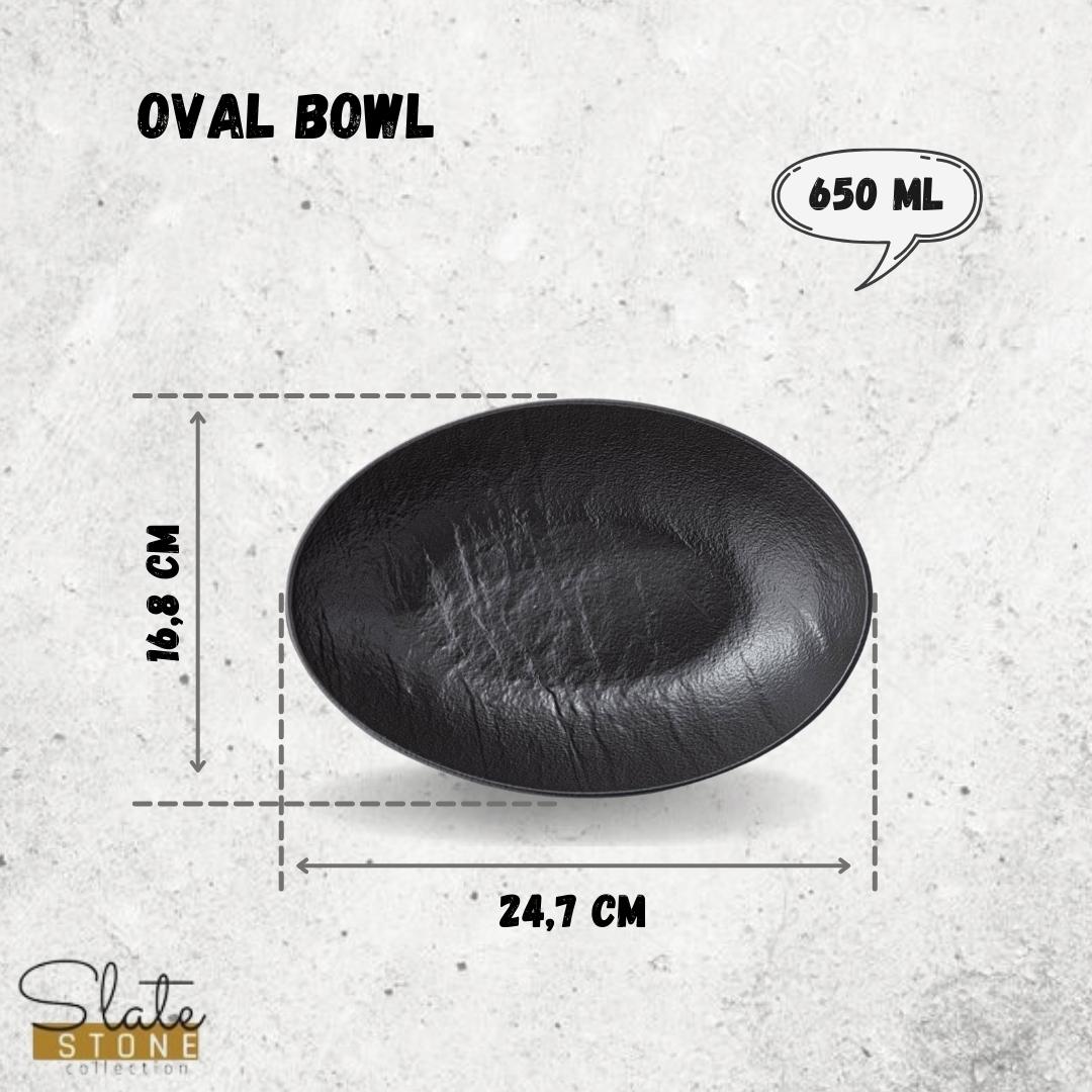 Wilmax Ovale Schale 25 x 16.5 x 6 cm 2er Set SlateStone Schwarz WL-661120/A2
