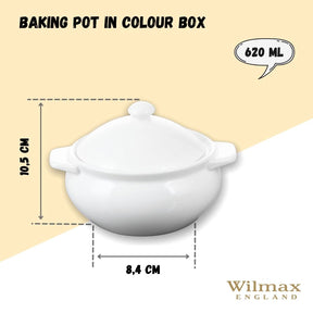 Wilmax Topf mit Deckel 620 ml Porzellan Weiß WL-997015/1C