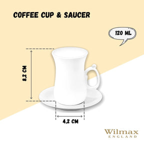 Wilmax Teetassen mit Untertassen 6er Set Porzellan