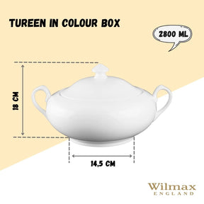Wilmax Terrine mit Deckel 2800 ml aus Porzellan, Weiß WL-992491/A