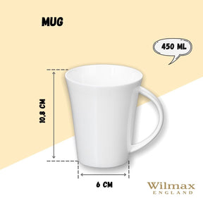 Wilmax Tasse 380 ml Weiß Porzellan für Kaffee und Tee WL-993012/A
