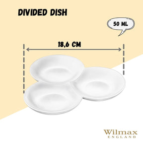 Wilmax Geteilter Teller 18 cm aus Porzellan, Weiß