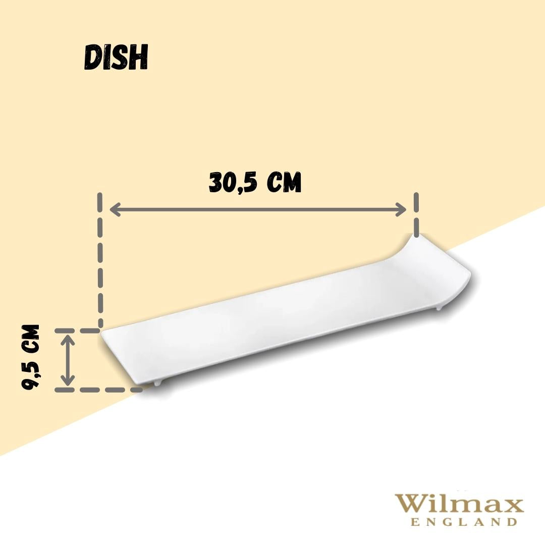 Wilmax Servierplatte 30.5 x 9.5 cm aus Porzellan, Weiß WL-992621/A
