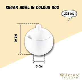 Wilmax Zuckerdose mit Deckel 300 ml Weiß Porzellan Olivia
