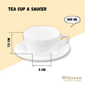 Wilmax Teetasse mit Untertasse 400 ml Weiß Porzellan WL-993191/AB