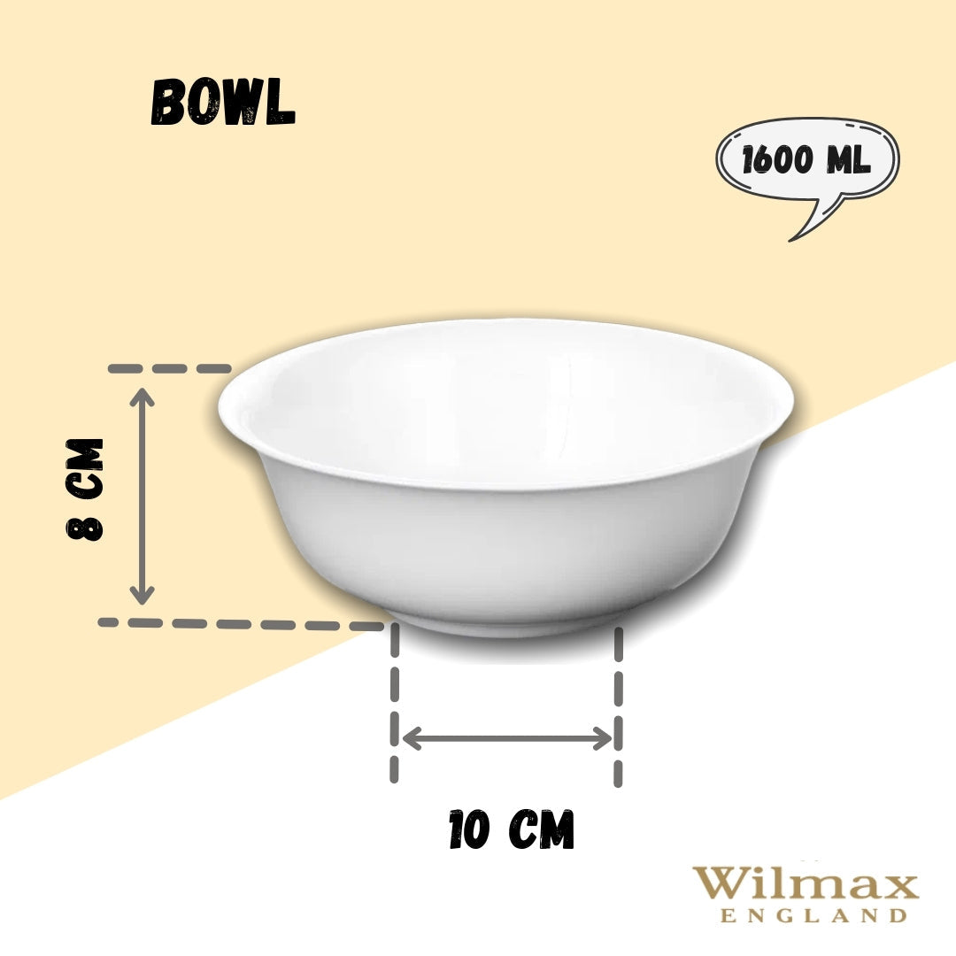 Wilmax Schale 1600 ml 20 cm aus Porzellan, Weiß WL-992005/A
