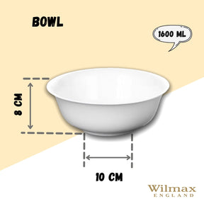 Wilmax Schale 1600 ml 20 cm aus Porzellan, Weiß WL-992005/A