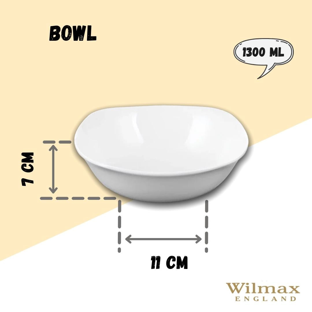 Wilmax Schale 1300 ml 21.5 x 21.5 cm aus Porzellan, Weiß WL-992002/A
